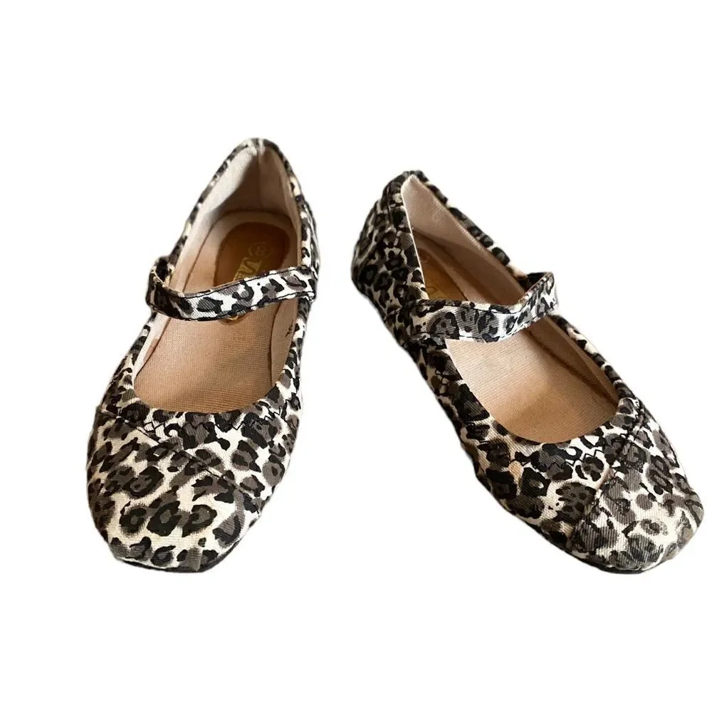 Shoes of Soul Canvas Leopard Mary Janes Size 8